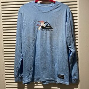 Quiksilver and Peanuts Snoopy and Woodstock Blue Long Sleeve Men's Shirt, NWT